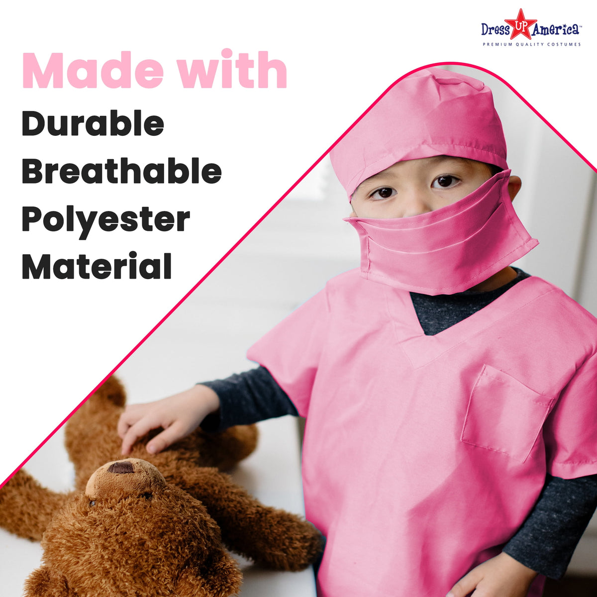 Dress Up America Doctor Scrubs for Kids - Pink Doctor And Nurse Costume for Girls & Boys