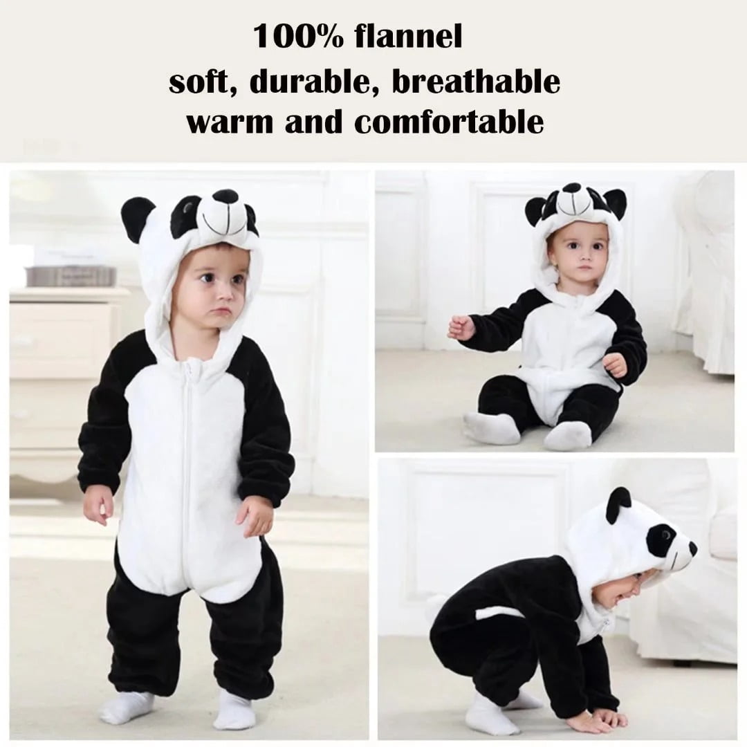 WIBACKER 0-3T Unisex Baby Animal Costume Winter Autumn Flannel Hooded Romper Christmas and Halloween Panda Cosplay Jumpsuit
