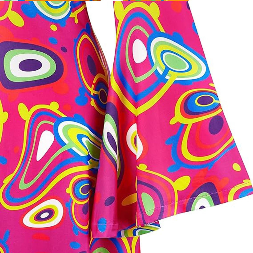 Wensltd 70s Disco Outfit Women Halloween Dress Costume Hippie Clothes Long Sleeve V Neck