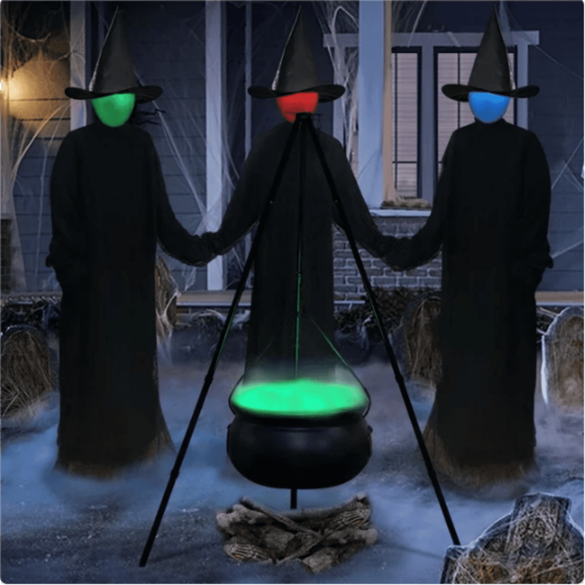 Tepsmf Large Cauldron Halloween Decor On Tripod with Timer Lights - Plastic Cauldron Witch Halloween Decorations for Porch Yard