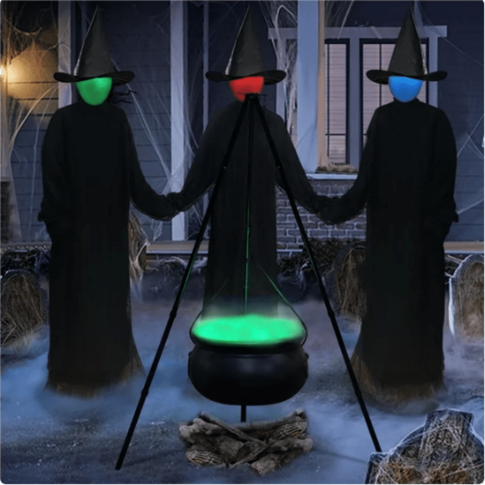 Tepsmf Large Cauldron Outdoor Halloween Decor, On Tripod, Plastic Cauldron Witch Halloween Decorations for Porch Yard, Halloween Party Supplies