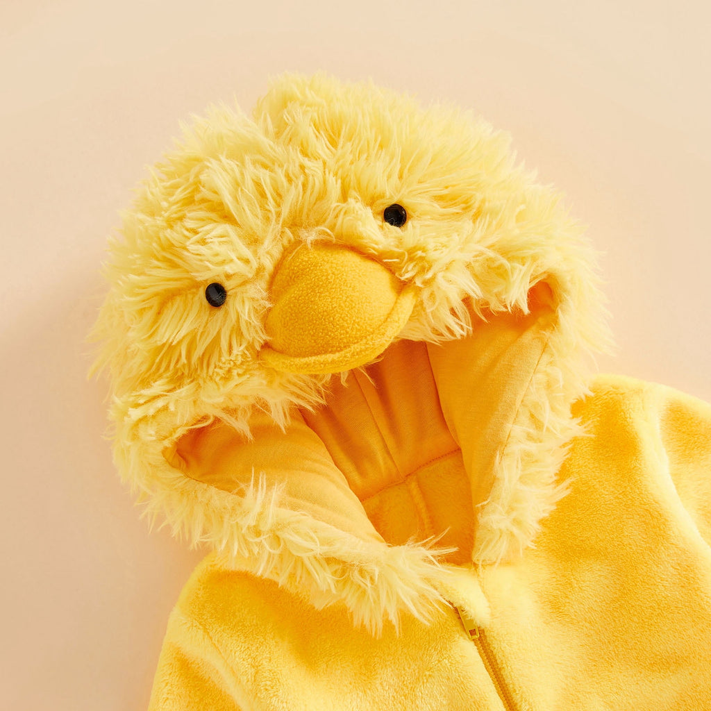 RUINIXCW Toddler Baby Girl Boy Halloween Chick Costume Cosplay Outfit Infant Fall Winter Clothes Snowsuit Fleece Jumpsuit Long Sleeve Hooded Romper