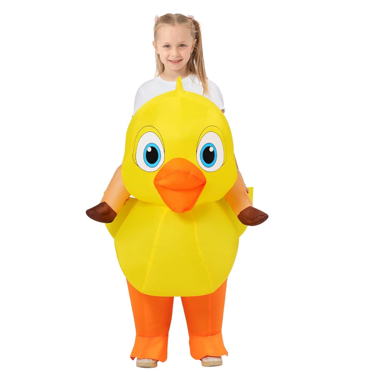 COMIN Inflatable Duck Costume for Kids Cute Blow up Duck Costume Funny Party Cosplay Halloween Costume for Unisex Boys Girls