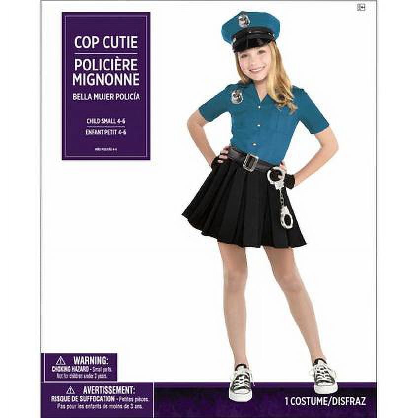 Cop Cutie Costume Set (X-Large 14-16) - Includes Dress, Hat, Belt, Fingerless Gloves, Footless Tights, Handcuffs - Perfect for Costume Parties & Halloween Fun