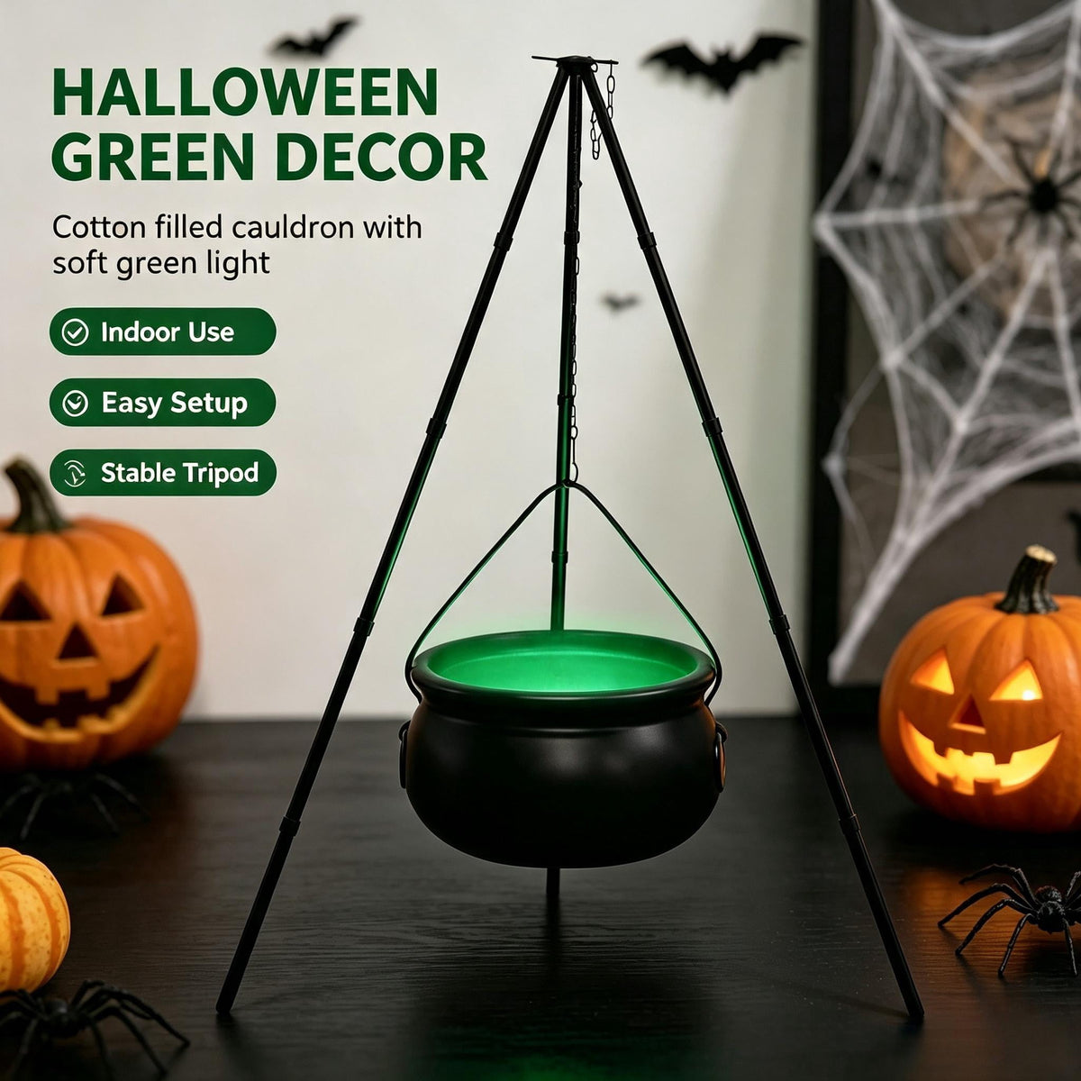 Muecwrye Halloween Decorations Outdoor, Halloween Clearance! Halloween Witches Cauldron with Lights, DIY Bubbling Cauldron Set Decor for Home Porch Outside, Halloween Party Supplies( Without Tripod)