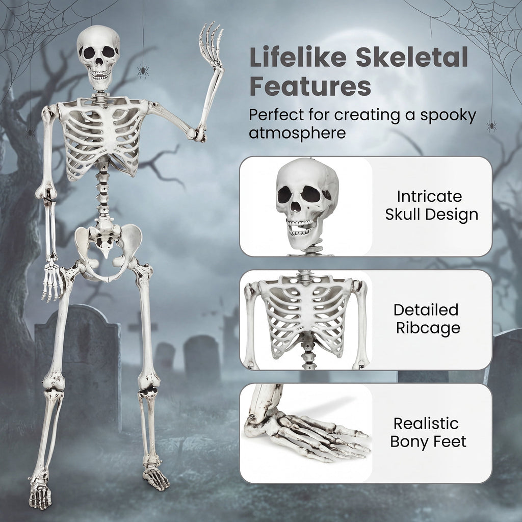 Costway 5.4ft Halloween Christmas Skeleton Life Size Realistic Full Body Hanging with Movable Joints 63 Inches