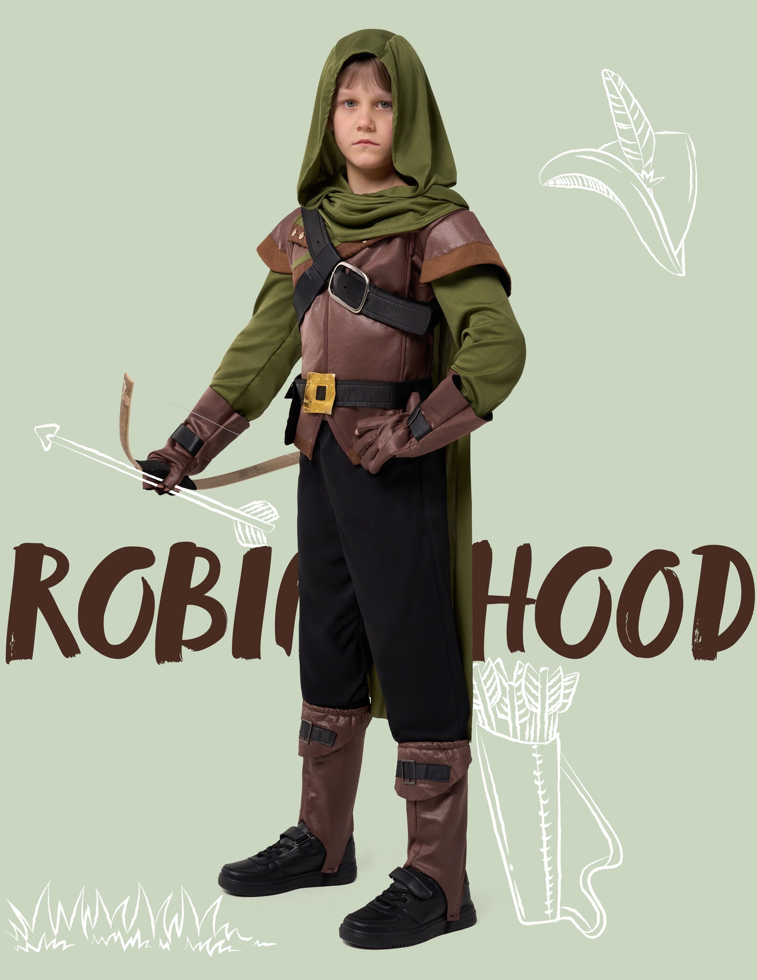 Joyfy Robin Hood Costume for Men Renaissance medieval Costume Outfits Set for Adult Halloween Dress Up Party