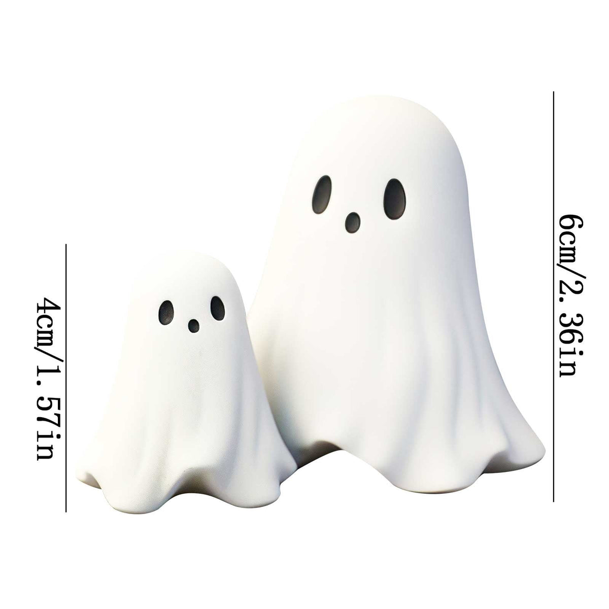 Qxpztk Halloween Cute Ghost Figurine, Spooky Resin Ghost Statue, Mini Ghost Decor for Halloween Decorations, Porch and Indoor Spooky Home Decor Ghost with a Red Heart - B