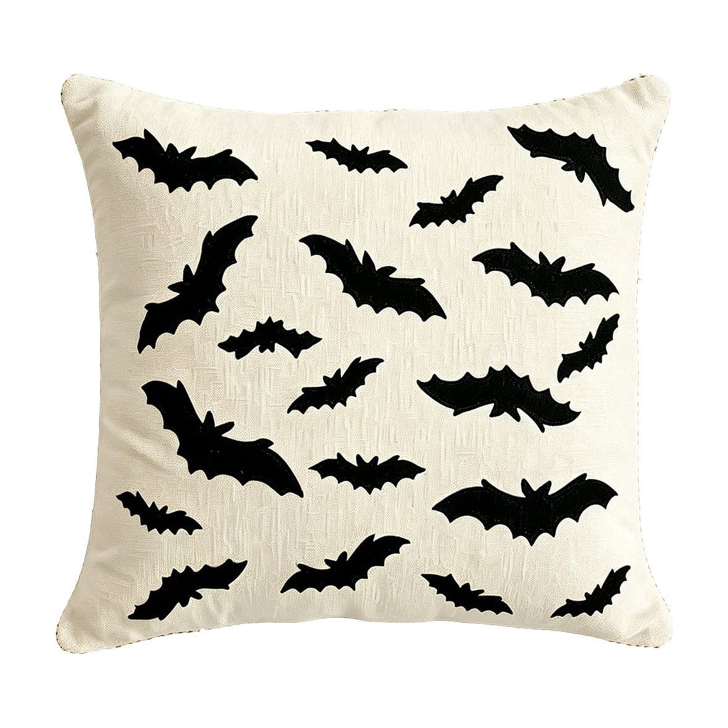Yeciiwht Halloween Throw Pillow Cover – 18*18inch Embroidered Linen Cushion Case with Ghost, Mummy & Bat Designs, Invisible Zipper, Machine Washable