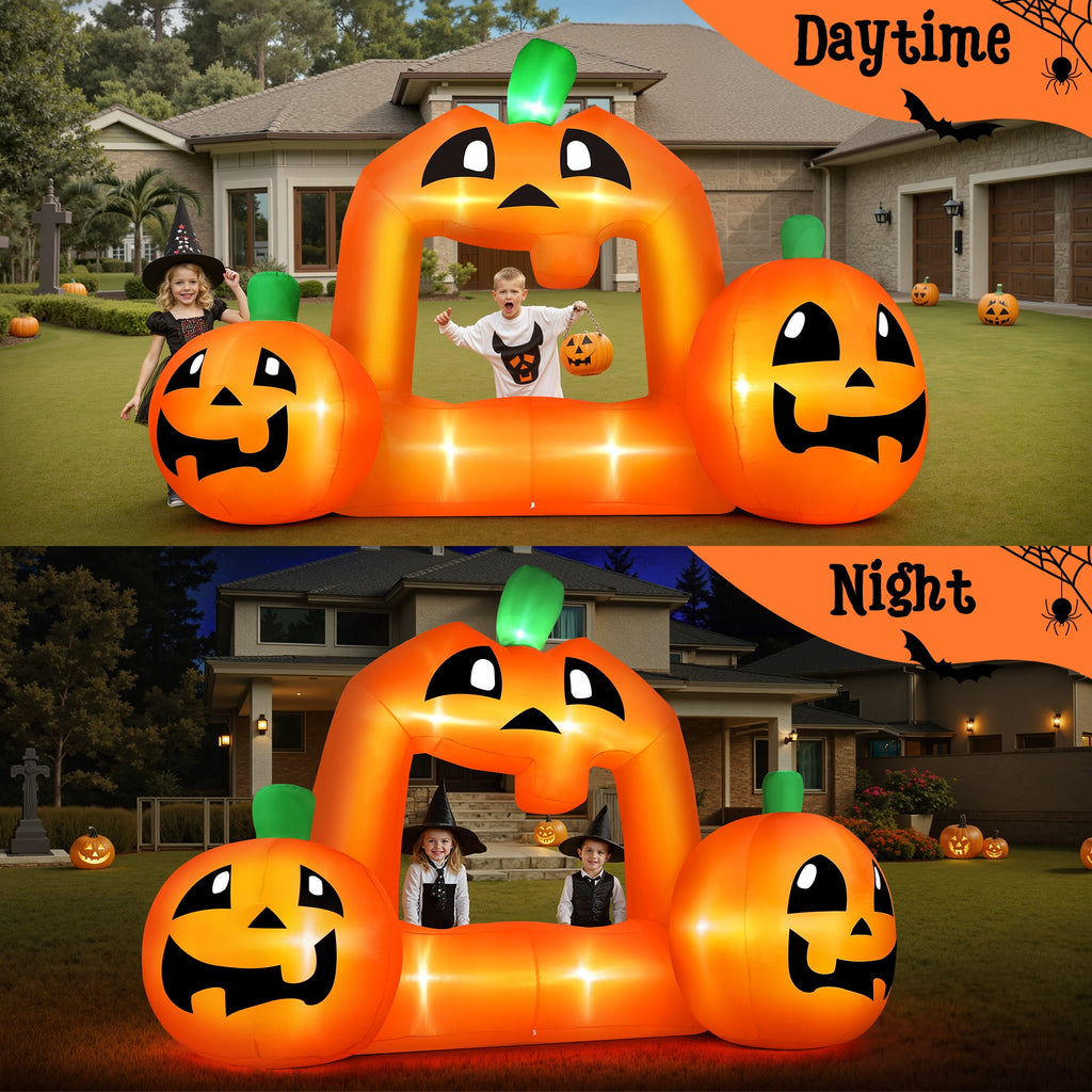 Firstness 8.5FT Halloween Inflatable,Pumpkin Photo with Lights for Party Yard Decorations