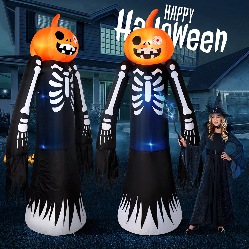 Ayieyill 8.5FT Halloween Inflatables Pumpkin Ghost Family with Built-in LED Lights, Halloween Blow up Yard Decorations