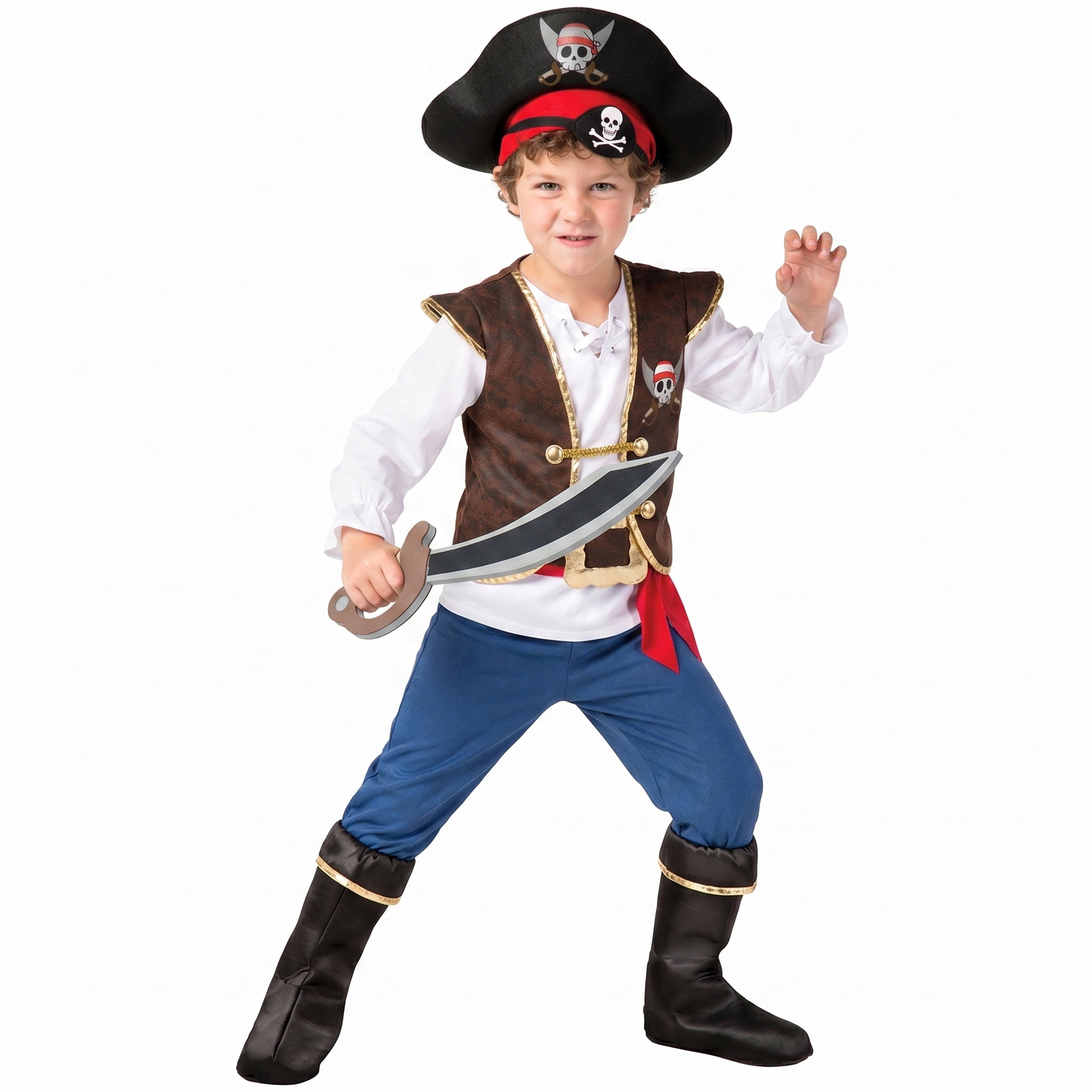 Joyfy Halloween Pirate Costume for Kids, Boys Pirate Costume Set, Pirate Accessories Costume for Toddler Themed Party Cosplay Dress Up