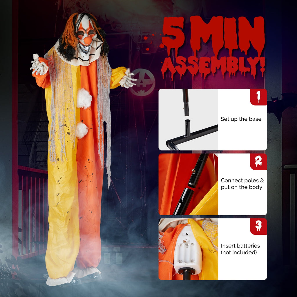Ktaxon 6ft Pumpkin Man Animated Animatronic Decoration Creepy Halloween w/ Classic Cape Creepy Cloaked Jack-o'-Lantern for Porch & Yard