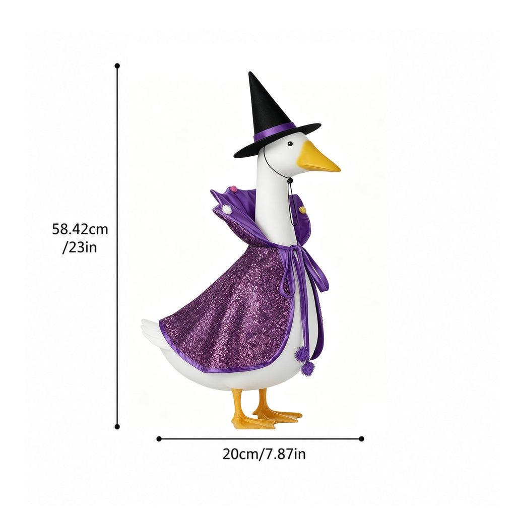 Bat Witch Hat Spiderweb Halloween Goose Clothes Fit 17/23In Cement Plastic Lawn Goose, Stylish Full Set for Outdoor Yard Patio Garden Seasonal Halloween Home Ornamental Arrangement