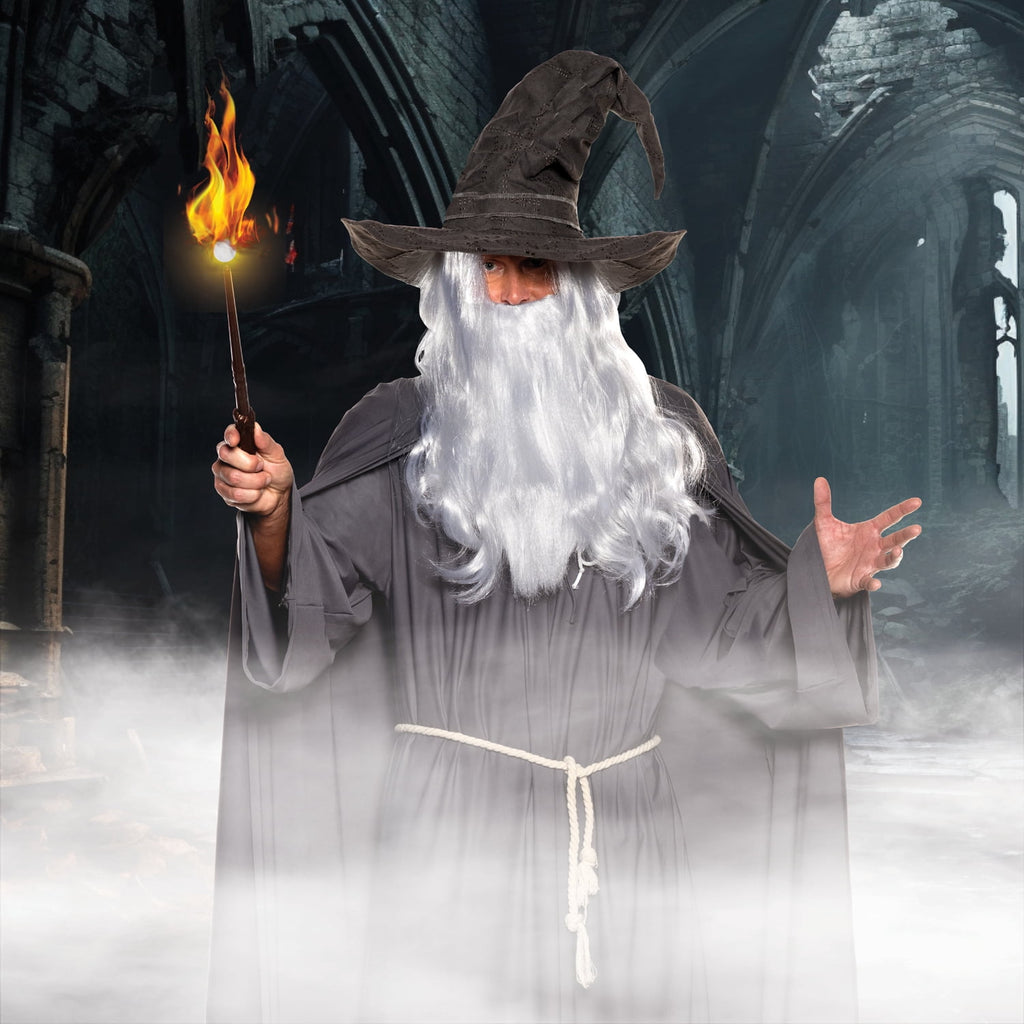 UNDERWRAPS Men's Grey Warlock Costume - Halloween Costumes for Men, Renaissance Wizard Outfit, Cosplay Costume, Adult Sorcerer Costume