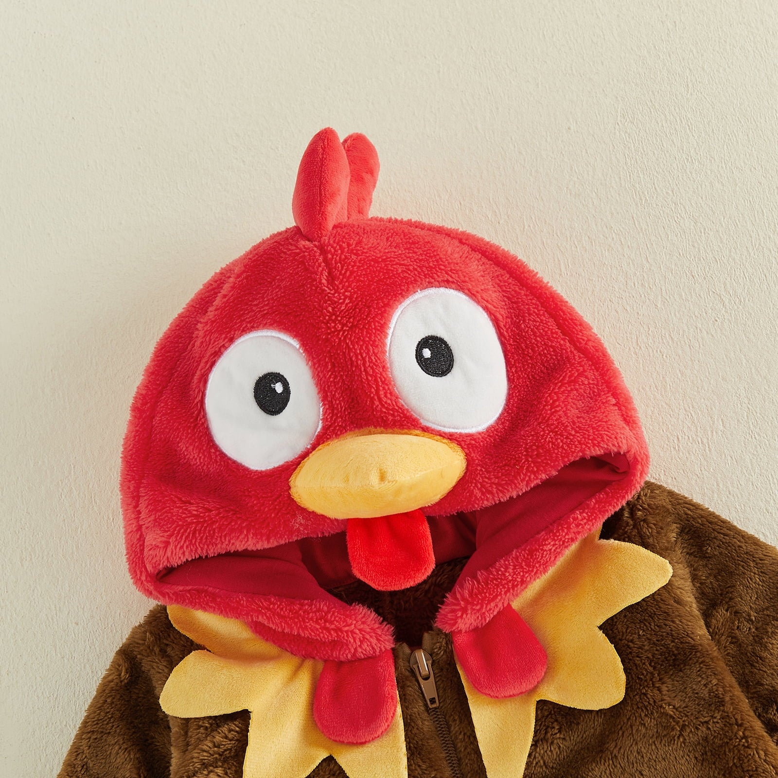 RUINIXCW Toddler Baby Boy Girl Thanksgiving Turkey Costume Newborn Baby Fall Winter Outfit Warm Fleece Hooded Jumpsuit Infant Zipper Romper Snowsuit