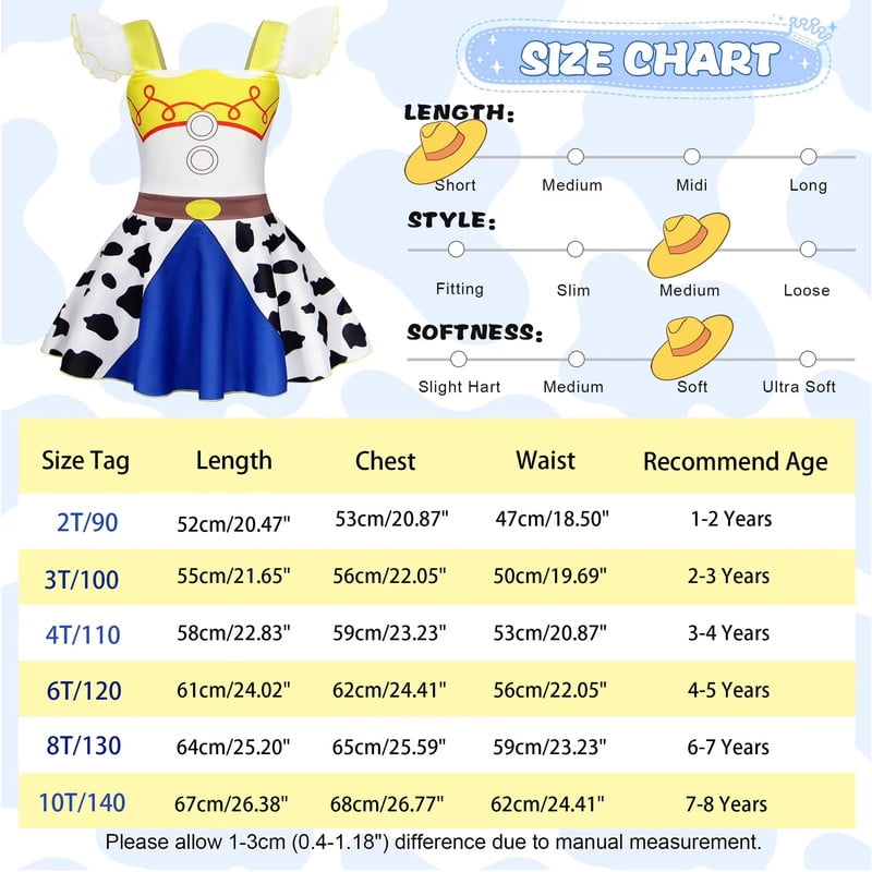 Benylion Girls Cowgirl Costume Summer Dress Toddler Princess Dress up for Kids Birthday Outfits Halloween Role Play Clothes for 3-4 Years
