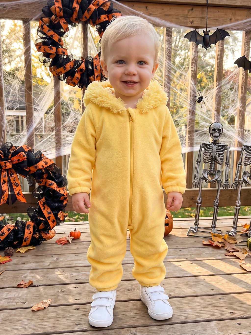 RUINIXCW Toddler Baby Girl Boy Halloween Chick Costume Cosplay Outfit Infant Fall Winter Clothes Snowsuit Fleece Jumpsuit Long Sleeve Hooded Romper