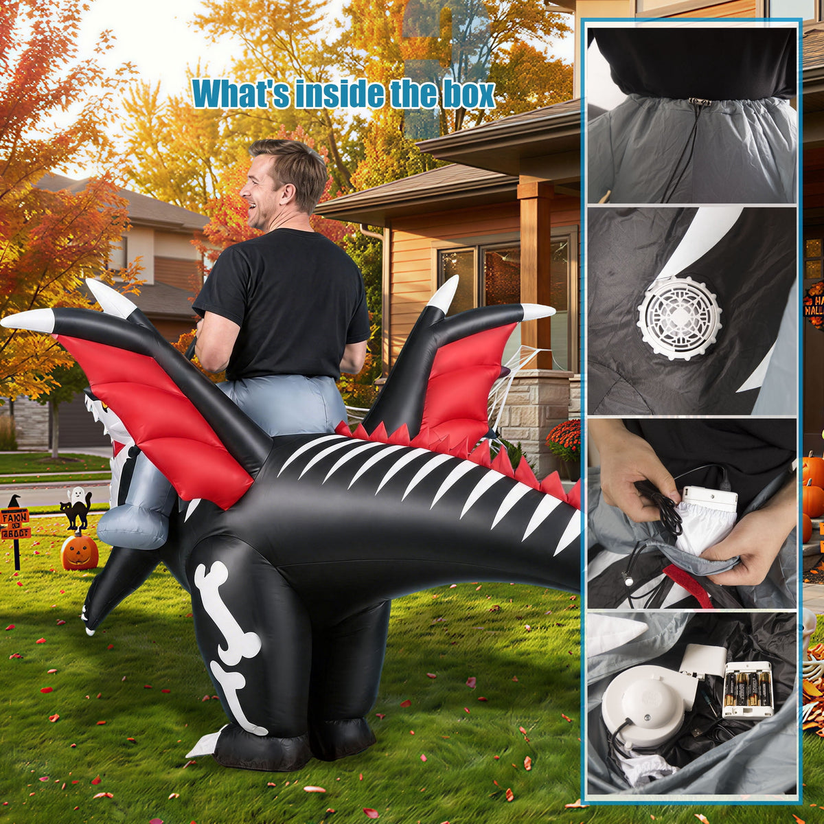 MAGOTAN Halloween Inflatable Dinosaur Costume Adult,Blow Up T Rex Suit Men Women, Halloween Adults Funny Blow Up Lightweight & Flexible for Cosplay, Parades