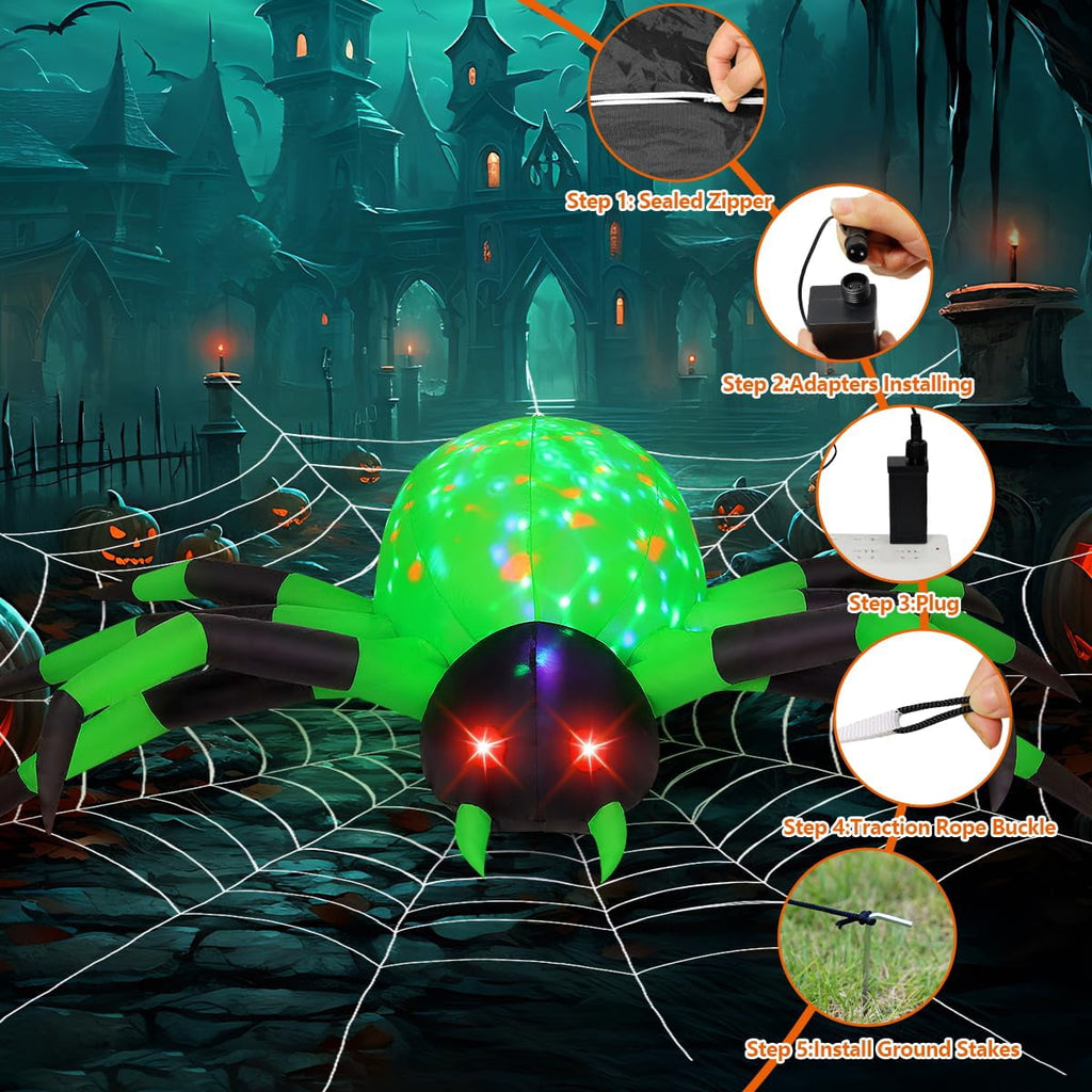 COMIN Halloween Inflatables 9 FT Width Spider Blow Up Yard Decoration with Built-in LED for Yard Garden Party Lawn