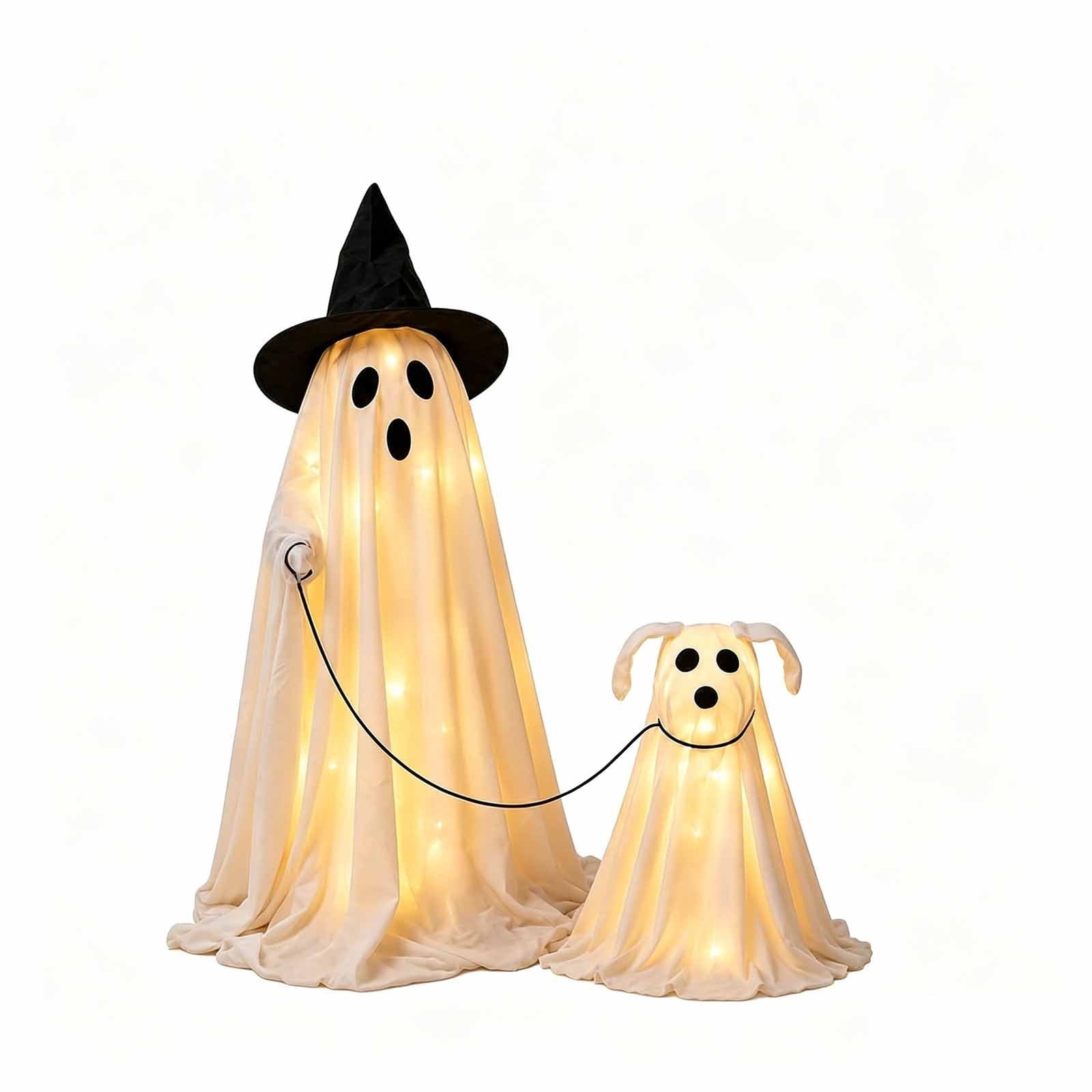 FEOLGEHLY Halloween Decorations Outdoor Indoor, Wizard Ghost Dog Walking Set Two Piece Halloween Outdoor Patio Living Room Decor Halloween Decorations Clearance For Party Home