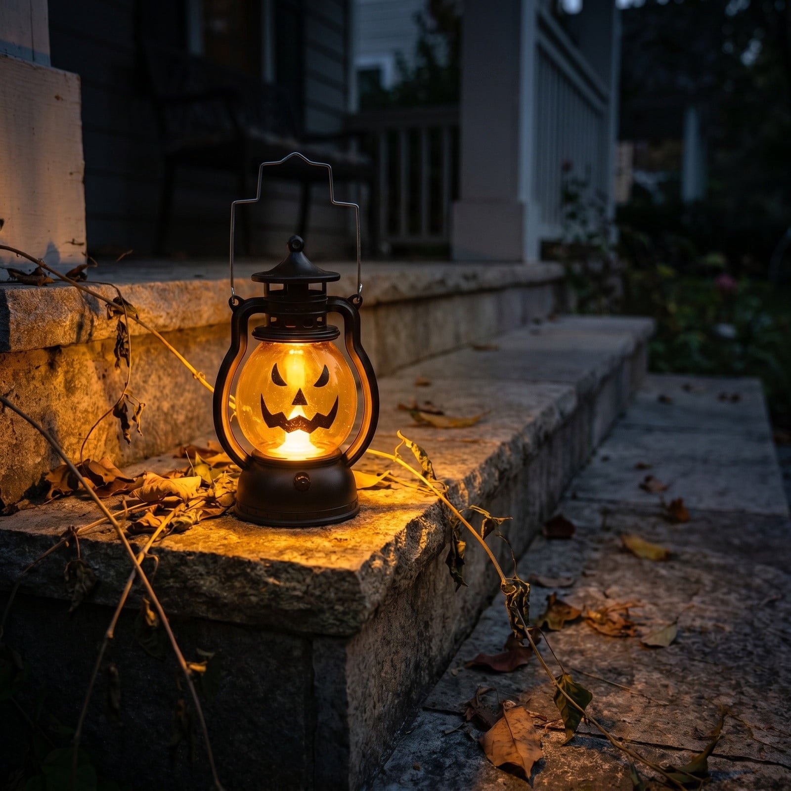Cheapark Halloween Lanterns Decorations, Battery Operated Black Pumpkin Witch Lanterns, Flickering Light For Indoor Party Home Decor