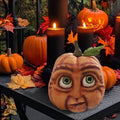 qILAKOG Resin Pumpkin Expression Decoration, Halloween Courtyard Pumpkin Face, Halloween Party Pumpkin Face Venue Decoration Props